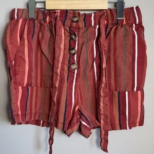 Women's Pull On Elastic Tie Waist‎ Beach Shorts Multicolor Size M Boho High Rise